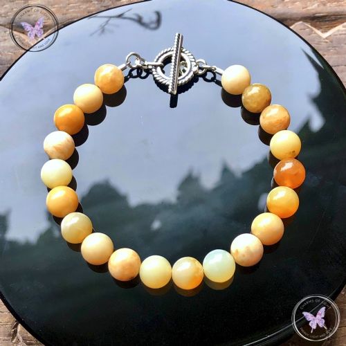 Yellow Opal Healing Bracelet with Silver Toggle Clasp